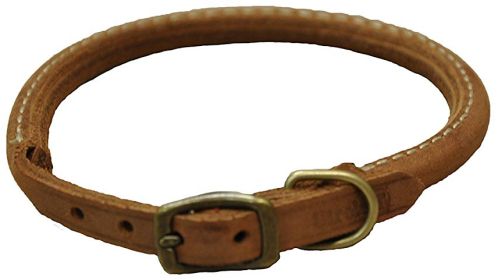 Circle T Rustic Leather Dog Collar Chocolate (Option: 14"L x 3/8"W Circle T Rustic Leather Dog Collar Chocolate)