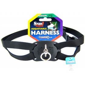 Coastal Pet Size Right Nylon Adjustable Pet Harness Black (Option: Medium - 1 count Coastal Pet Size Right Nylon Adjustable Pet Harness Black)