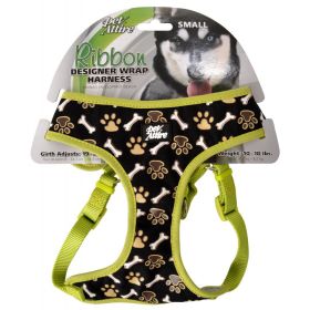 Coastal Pet Attire Ribbon Designer Wrap Adjustable Dog Harness Brown Paw and Bones (Option: Small - 1 count Coastal Pet Attire Ribbon Designer Wrap Adjustable Dog Harness Brown Paw and Bones)