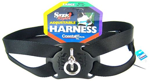 Coastal Pet Size Right Nylon Adjustable Pet Harness Black (Option: Large - 1 count Coastal Pet Size Right Nylon Adjustable Pet Harness Black)