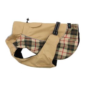 Alpine All-Weather Dog Coat (Color: Beige Plaid, size: X-Small)