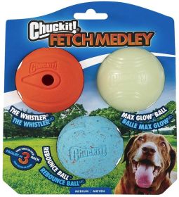 Chuckit Fetch Medley Balls Dog Toy Medium (Option: 3 count Chuckit Fetch Medley Balls Dog Toy Medium)