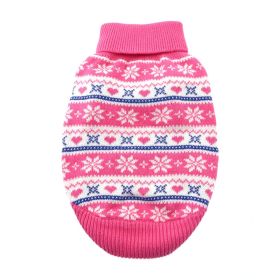 Combed Cotton Snowflake and Hearts Dog Sweater (Color: Pink, size: XX-Small)