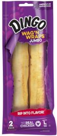 Dingo Wag'n Wraps Chicken and Rawhide Chews Jumbo 10" (Option: 2 count Dingo Wag'n Wraps Chicken and Rawhide Chews Jumbo 10")