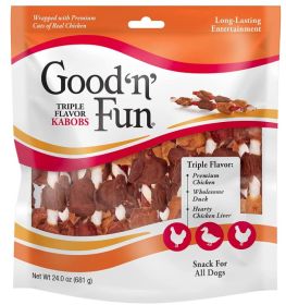 Healthy Hide Good'n' Fun Triple Flavor Kabobs Chicken, Duck and Chicken Liver Dog Treats (Option: 108 count (3 x 36 ct) Healthy Hide Good'n' Fun Triple Flavor Kabobs Chicken, Duck and Chicken Liver Dog Treats)