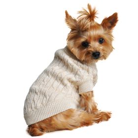 Combed Cotton Cable Knit Dog Sweater (Color: Oatmeal, size: 3X-Large)