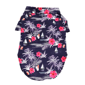 Hawaiian Camp Shirt (Color: Moonlight Sails, size: large)