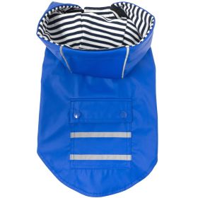 Slicker Raincoat with Striped Lining (Color: Cobalt Blue, size: 2X-Large)