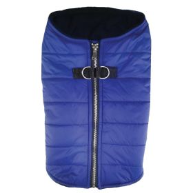 Zip-up Dog Puffer Vest (Color: Navy blue, size: X-Large)