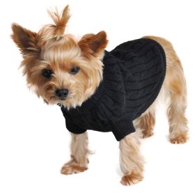 Combed Cotton Cable Knit Dog Sweater (Color: Jet Black, size: medium)