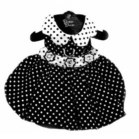 Polka Dot Dog Dress (Color: Black and White, size: large)