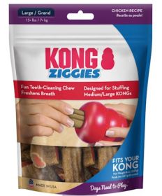 KONG Ziggies Dog Dental Chew Chicken Recipe Large (Option: 8 oz KONG Ziggies Dog Dental Chew Chicken Recipe Large)