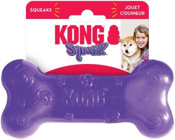 KONG Squeezz Bone Squeaker Dog Toy Medium (Option: 1 count KONG Squeezz Bone Squeaker Dog Toy Medium)