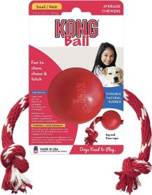 KONG Ball With Rope Dog Toy Small (Option: 1 count KONG Ball With Rope Dog Toy Small)