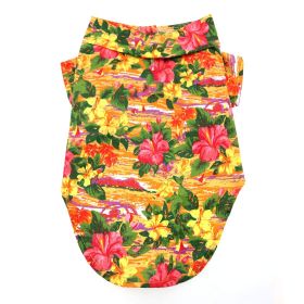 Hawaiian Camp Shirt (Color: Sunset Hibiscus, size: X-Small)