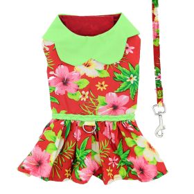 Hawaiian Red Hibiscus Designer Dog Dress (Color: , size: small)