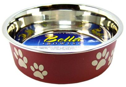 Loving Pets Merlot Stainless Steel Dish With Rubber Base (Option: Small - 1 count Loving Pets Merlot Stainless Steel Dish With Rubber Base)