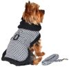 Black and White Classic Houndstooth Dog Harness Coat with Leash