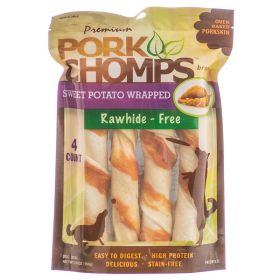 Pork Chomps Premium Sweet Potato Wrapped Porkskin Twists (Option: 4 count Pork Chomps Premium Sweet Potato Wrapped Porkskin Twists)