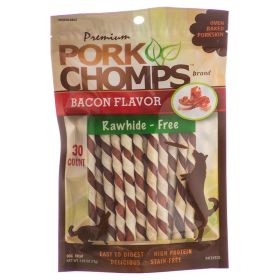 Pork Chomps Bacon Flavor Porkskin Twists Mini (Option: 300 count (10 x 30 ct) Pork Chomps Bacon Flavor Porkskin Twists Mini)