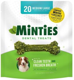 Sergeants Minties Dental Treats for Dogs Medium Large (Option: 60 count (3 x 20 ct) Sergeants Minties Dental Treats for Dogs Medium Large)