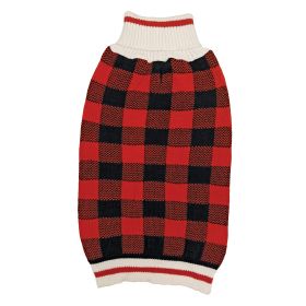 Fashion Pet Plaid Dog Sweater Red (Option: Medium - 1 count Fashion Pet Plaid Dog Sweater Red)