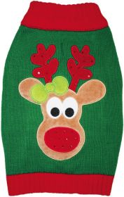 Fashion Pet Green Reindeer Dog Sweater (Option: X-Small - 1 count Fashion Pet Green Reindeer Dog Sweater)