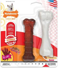 Nylabone Power Chew Durable Dog Chew Toys Twin Pack Chicken and Jerky Flavor (Option: 16 count (8 x 2 ct) Nylabone Power Chew Durable Dog Chew Toys Twin Pack Chicken and Jerky Flavor)